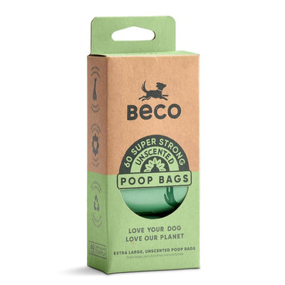 Beco Unscented Recycled Poop Bags with Handles on a roll x60 Pack