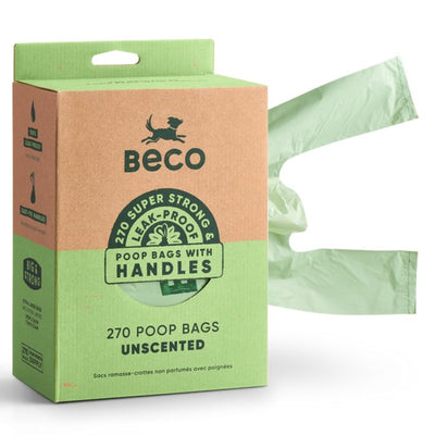 Beco Unscented Recyled Poop Bags with Handles x270 Pack