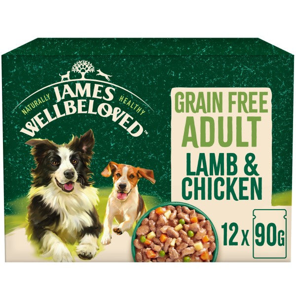 James Wellbeloved GF Adult Lamb and Chicken in Gravy Pouch 12 x 90g