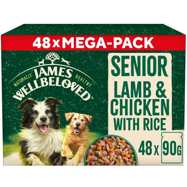 James Wellbeloved Senior Turkey, Lamb & Chicken in Gravy Pouch 48 x 90g