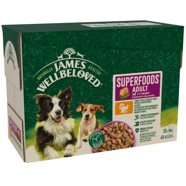 James Wellbeloved Superfood Adult Turkey in Gravy Pouch 12 x 90g