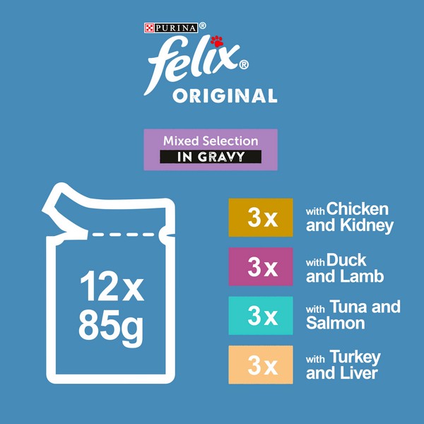 Felix Original Mixed Selection in Gravy Wet Cat Food 12x85g