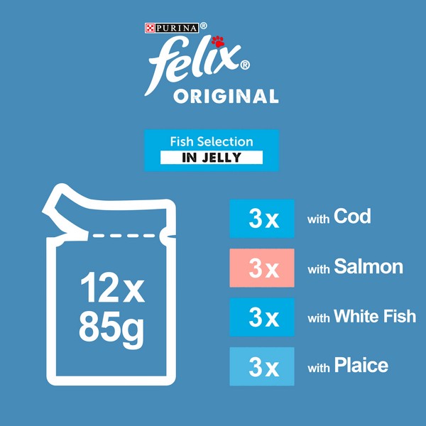 Felix Original Fish Selection in Jelly Wet Cat Food 12x85g