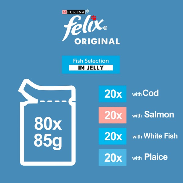 Felix Original Fish Selection in Jelly Wet Cat Food 80x85g