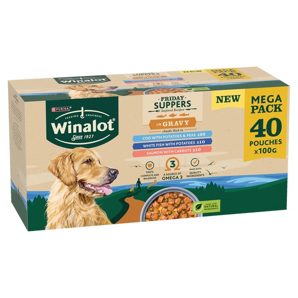 Winalot Friday Suppers Mixed Variety Fish in Gravy Wet Dog Food 40x100g