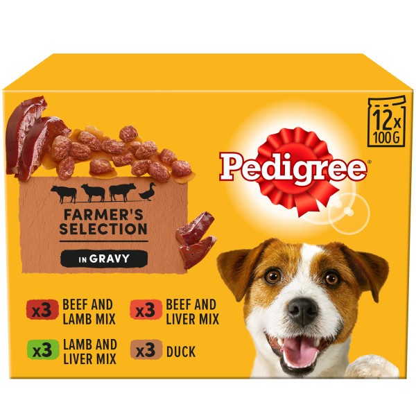 Pedigree Adult Dog Pouches Farmers Selection in Gravy 12x100g