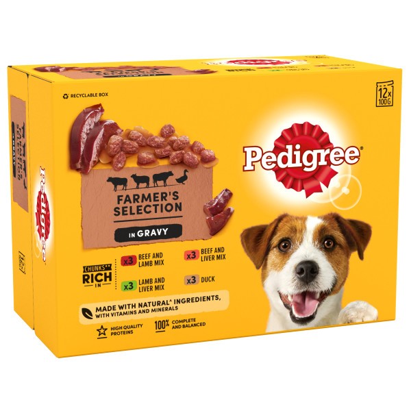 Pedigree Adult Dog Pouches Farmers Selection in Gravy 12x100g