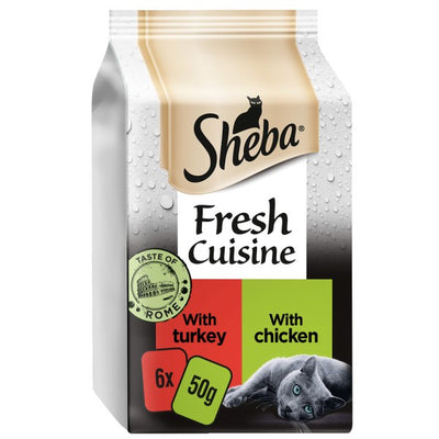 Sheba Fresh Cuisine Taste of Rome Cat Pouches with Turkey & Chicken in Gravy 6x50g