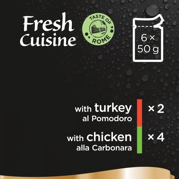 Sheba Fresh Cuisine Taste of Rome Cat Pouches with Turkey & Chicken in Gravy 6x50g