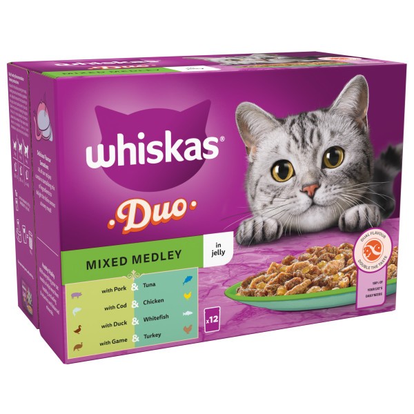 WHISKAS 1+ Cat Pouches Duo in Jelly