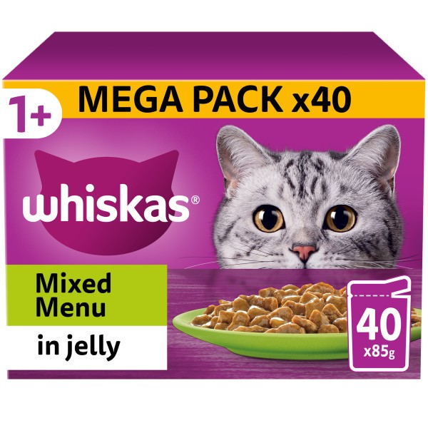 WHISKAS 1+ Cat Pouches in Jelly - Multiple Flavours