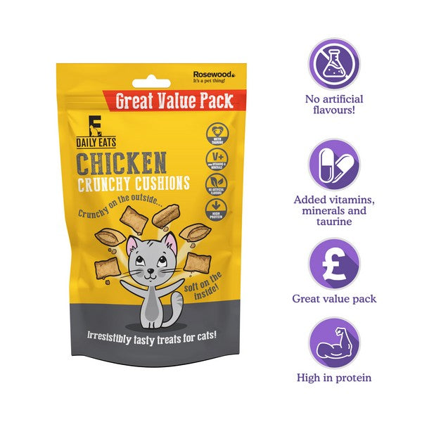 Rosewood Crunchy Chicken Cat Cushion Value Pack 200g