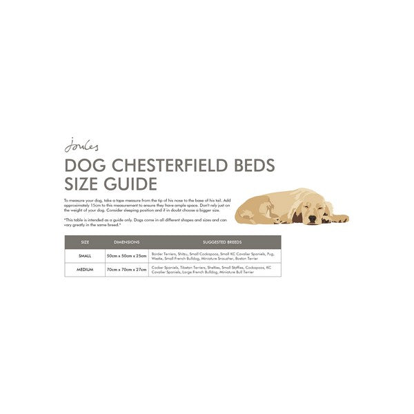 Joules Chesterfield Pet Bed Grey Small