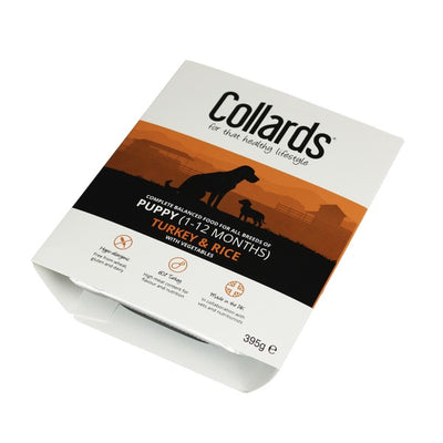 Collards Puppy Hypoallergenic Turkey Rice & Veg Wet Dog Food 395g