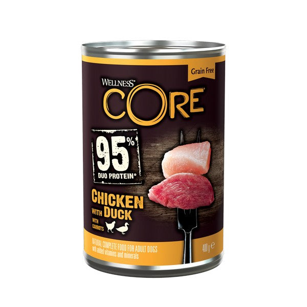 Wellness CORE Dog Wet 95% Duo Protein Chicken with Duck with Carrots Recipe 400g