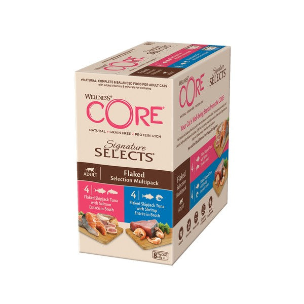 Wellness CORE Cat Wet Adult Signature Selects Flaked Multipack 8 x 79g