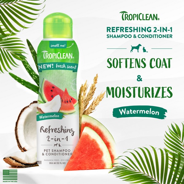 TropiClean Watermelon Refreshing 2in1 Shampoo and Conditioner 355ml