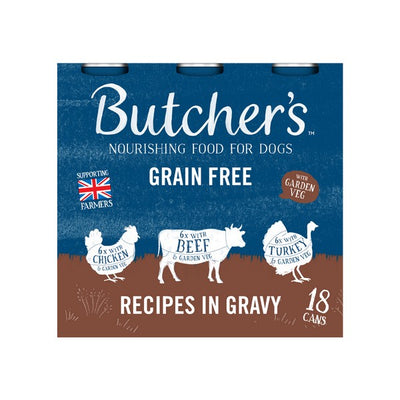 Butchers Recipes in Gravy Dog Food Tins 18x400g