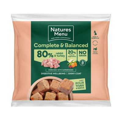 Natures Menu Frozen Nuggets 80/20 Rabbit and Turkey with Superfoods 1kg