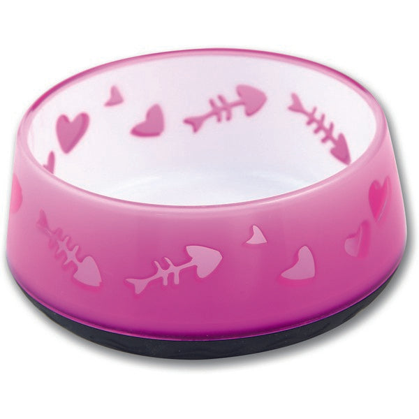 All For Paws Anti Slip Cat Bowl Pink Fish