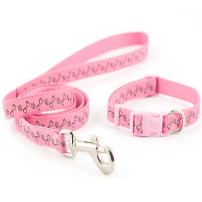 Ancol Small Bite Paw/Bone Collar/Lead Set Refl Pink