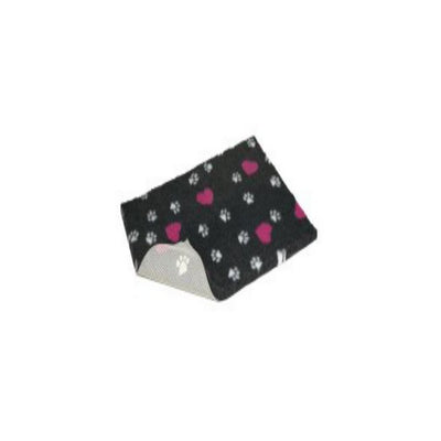 Vetbed Non Slip Charcoal Cerise Heart White Paws 101x75cm