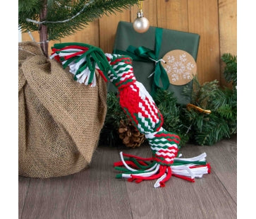 Ancol Squeaky Christmas Cracker Rope Christmas dog toy