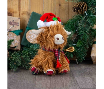 Ancol Festive Fergus Highland Cow Christmas dog toy