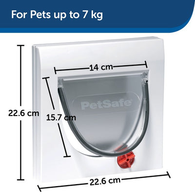 Staywell Manual 4Way Locking Classic Cat Flap White Tunnel Included