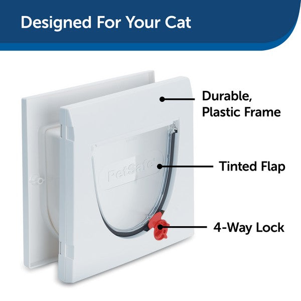 Staywell Manual 4Way Locking Classic Cat Flap White Tunnel Included