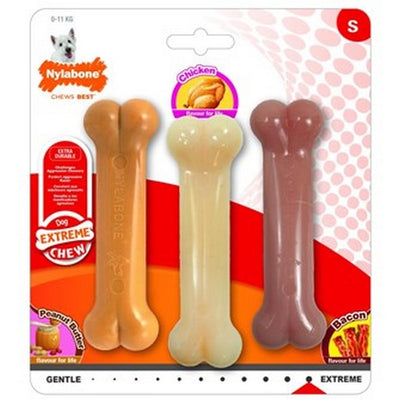 Nylabone Dura Chew Value Pack Peanut Butter Chicken & Bacon S