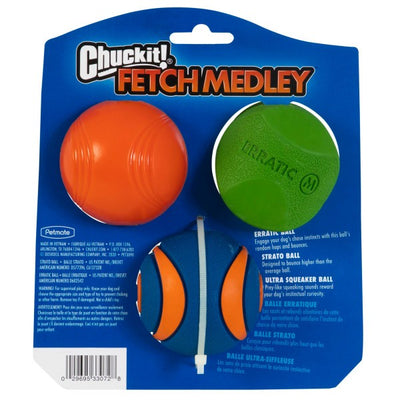 Chuckit! Fetch Medley 2 Assorted Medium (3Pk) 6.5cm