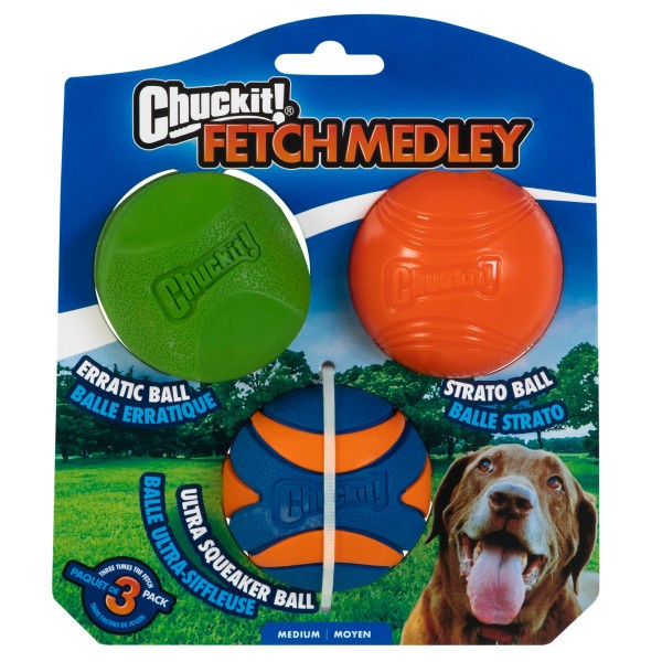 Chuckit! Fetch Medley 2 Assorted Medium (3Pk) 6.5cm