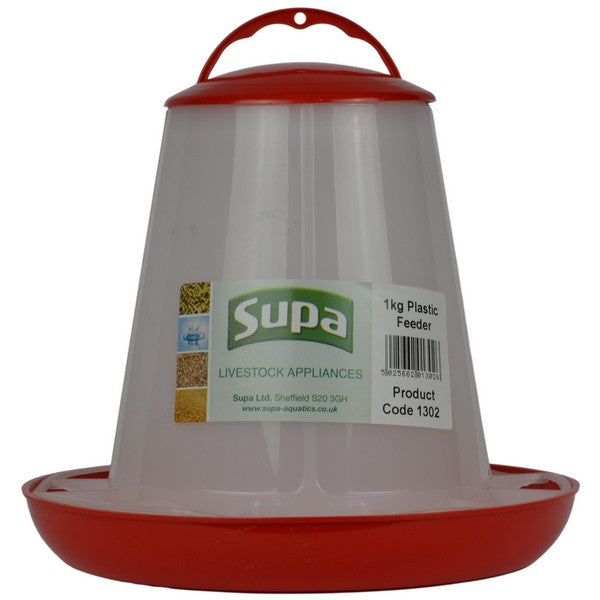 Supa Red and White Plastic Poultry Feeder 1kg