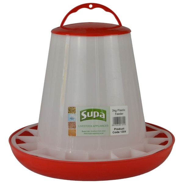 Supa Red and White Plastic Poultry Feeder 3kg