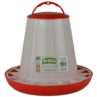 Supa Red and White Plastic Poultry Feeder 3kg