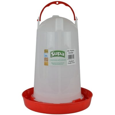 Supa Red and White Plastic Poultry Drinker 3L