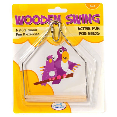 Happy Pet Wooden Bird Swing 16cm