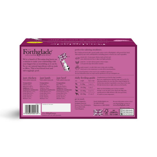 Forthglade Just Multi Dog Chk/Lamb/Beef G/F 12pk