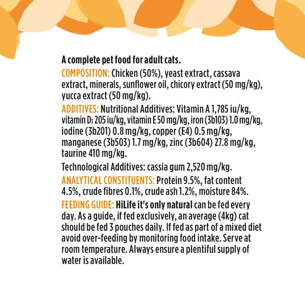 HiLife Its Only Natural Chicken Dinner In Jelly Wet Cat Food Pouches 70g