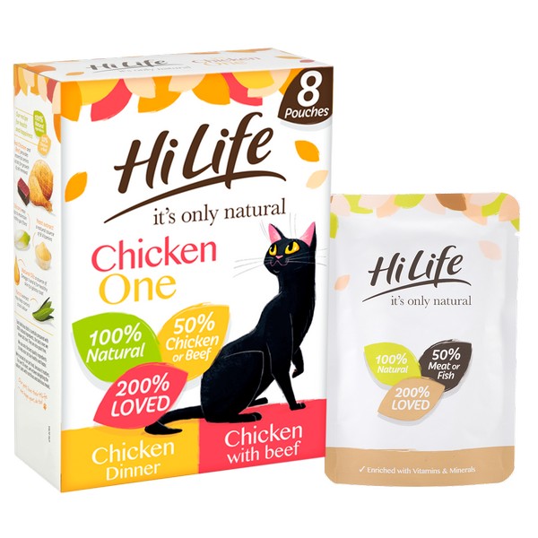 HiLife Its Only Natural Wet Cat Food Pouches in Jelly - Tuna, Fish, and Chicken Flavours