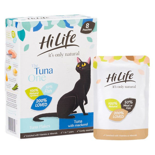 HiLife Its Only Natural Wet Cat Food Pouches in Jelly - Tuna, Fish, and Chicken Flavours