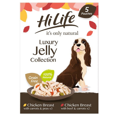 HiLife Its Only Natural The Luxury Jelly Collection Wet Dog Food Pouches 5x100g