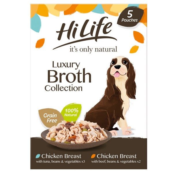 HiLife Its Only Natural The Luxury Broth Collection Dog Food Pouches 5x100g