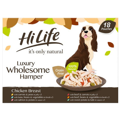 HiLife Its Only Natural Luxury Wholesome Hamper Dog Food Pouches 18x100g