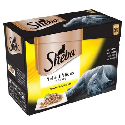 Sheba Select Slices Cat Pouches Poultry Collection in Gravy 12x85g