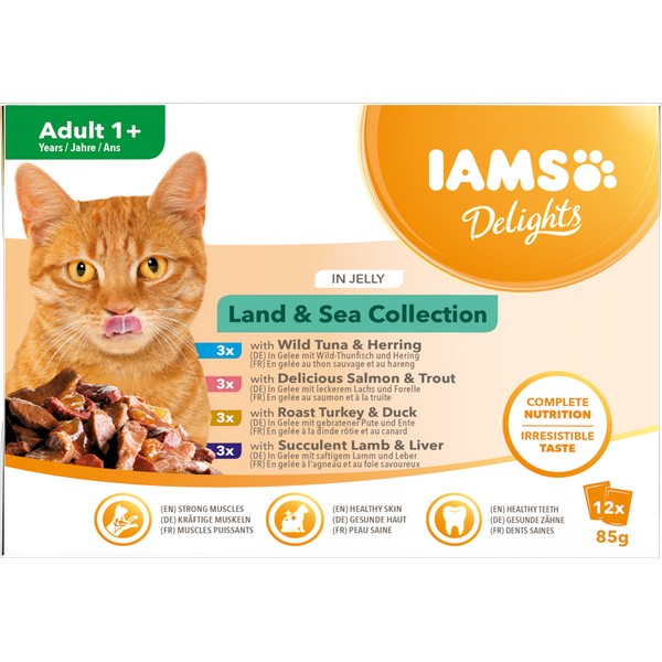 Iams Cat Delights Wet Land & Sea Collection In Jelly (12x85g