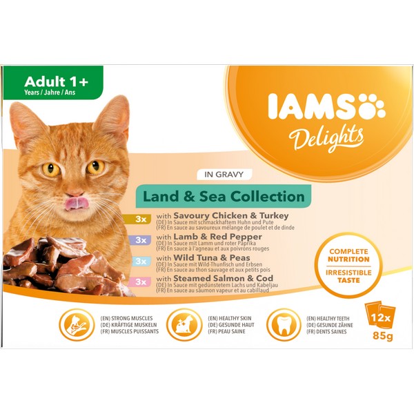 Iams Cat Delights Land & Sea Collection In Gravy (12x85g)