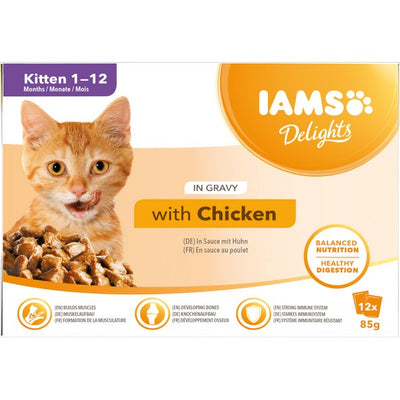 Iams Delights Kitten & Junior Cat Chicken In Gravy (12x85g)