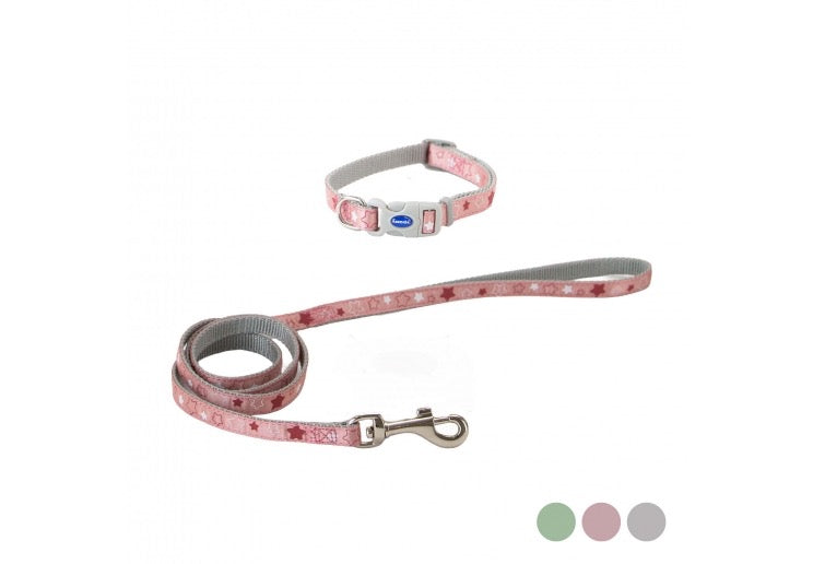 Ancol Small Bite Stars Collar and Lead Set Rose